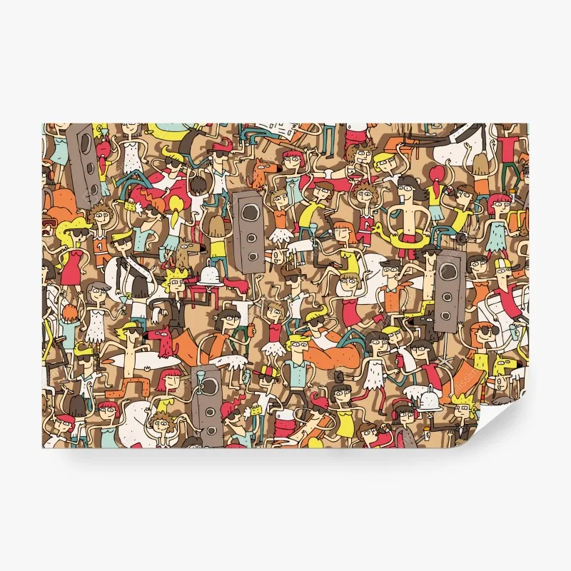 Fototapeta zabawny wzór tłumu na imprezie