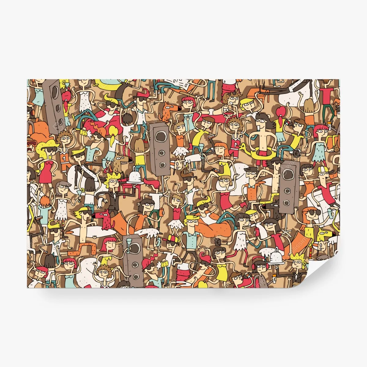 Fototapeta zabawny wzór tłumu na imprezie – Wallissimo® Fototapeta zabawny wzór tłumu na imprezie – Wallissimo®