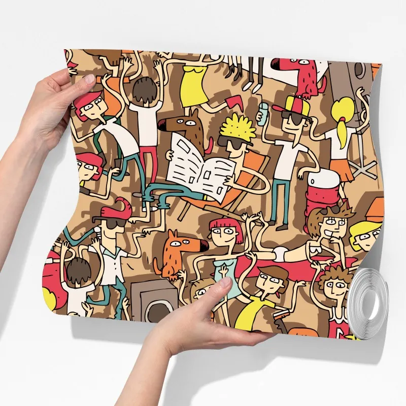 Fototapeta zabawny wzór tłumu na imprezie – Wallissimo® Fototapeta zabawny wzór tłumu na imprezie – Wallissimo®