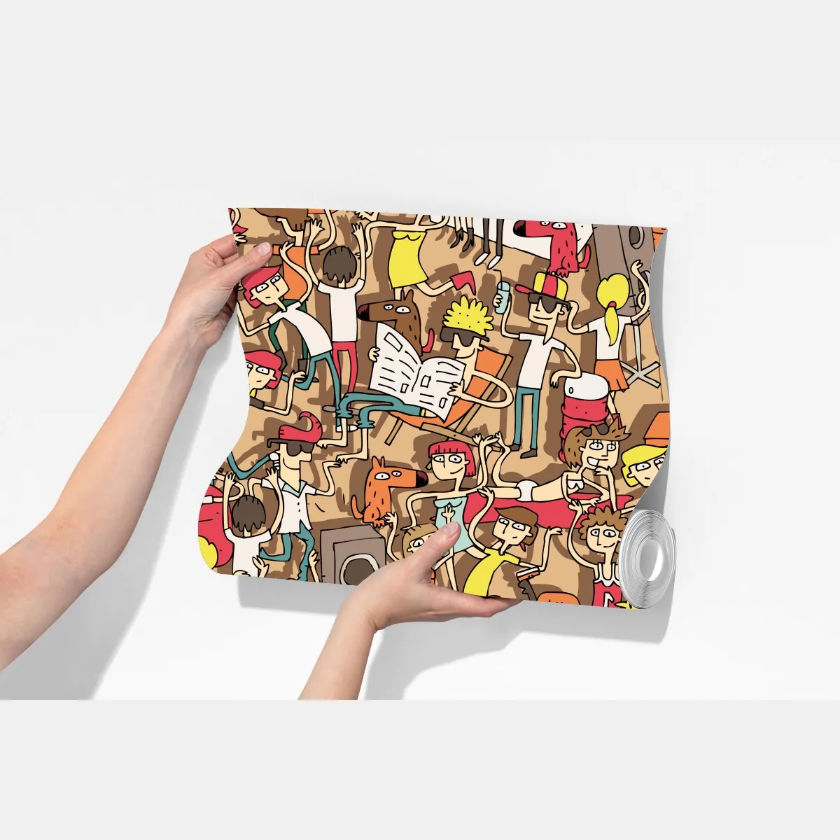 Fototapeta zabawny wzór tłumu na imprezie – Wallissimo® Fototapeta zabawny wzór tłumu na imprezie – Wallissimo®