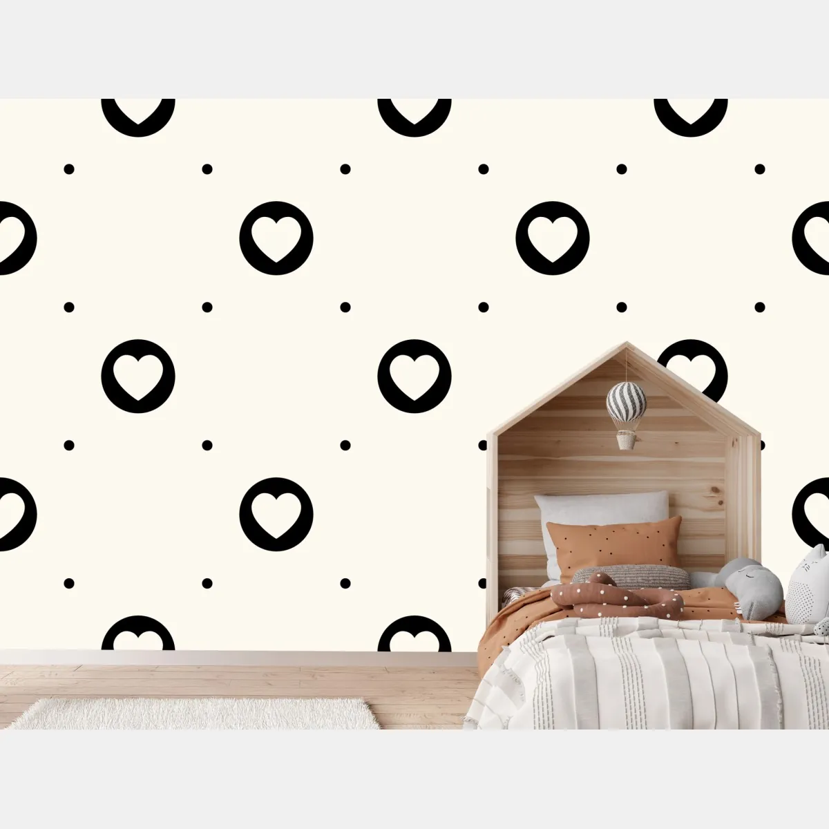 Fototapeta minimalistyczny wzór czarnych serc – Wallissimo® Fototapeta minimalistyczny wzór czarnych serc – Wallissimo®