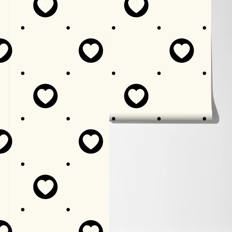 Fototapeta minimalistyczny wzór czarnych serc – Wallissimo® Fototapeta minimalistyczny wzór czarnych serc – Wallissimo®