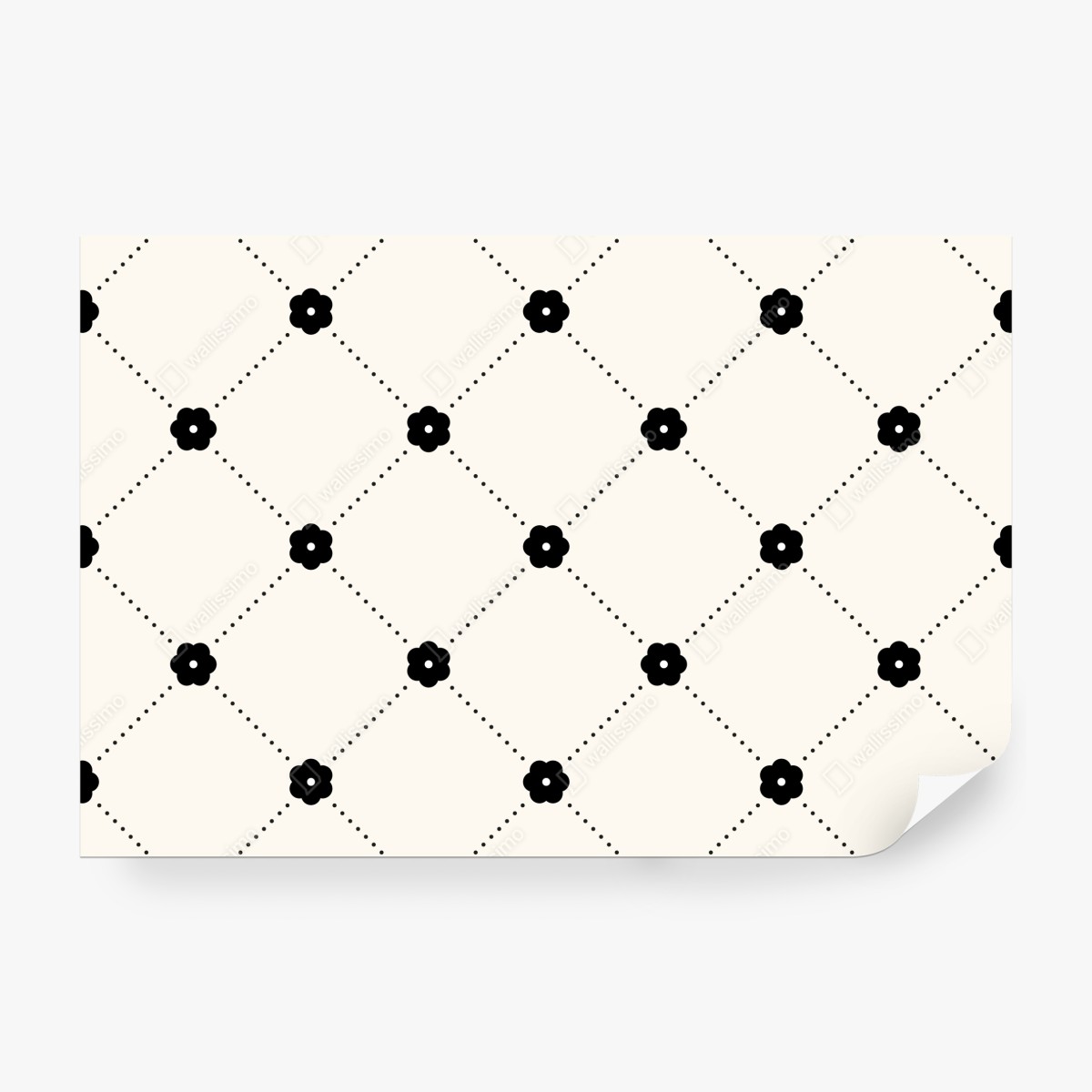 Fototapeta minimalistyczny czarny wzór kwiatowej kratki – Wallissimo® Fototapeta minimalistyczny czarny wzór kwiatowej kratki – Wallissimo®