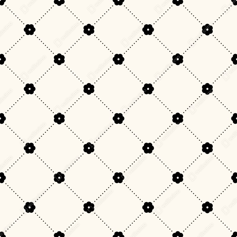 Fototapeta minimalistyczny czarny wzór kwiatowej kratki – Wallissimo® Fototapeta minimalistyczny czarny wzór kwiatowej kratki – Wallissimo®