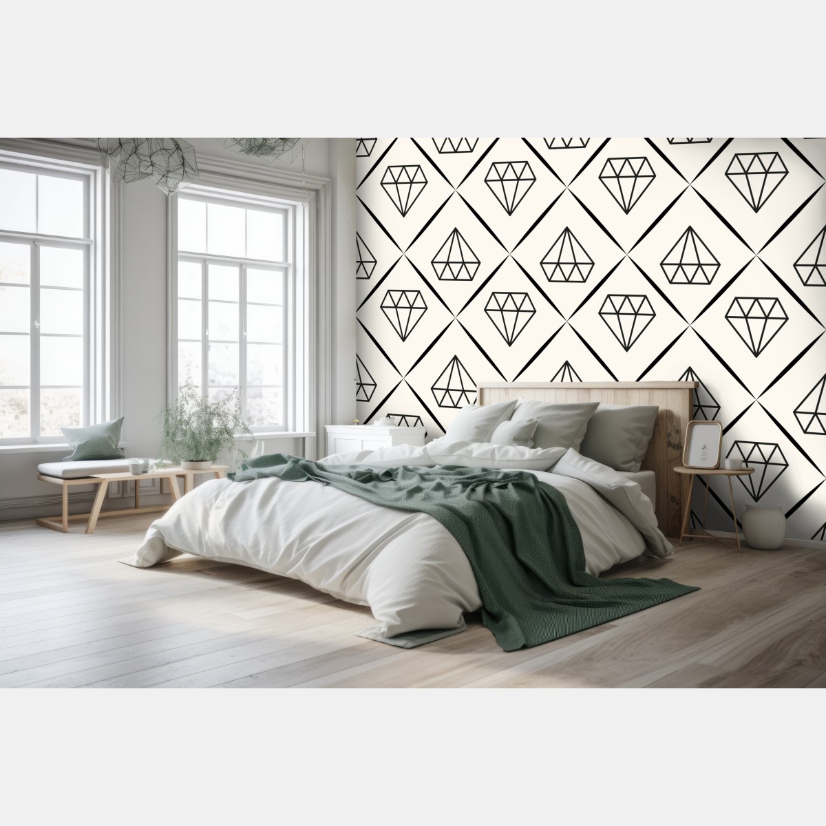 Wall mural geometric diamond repeat pattern