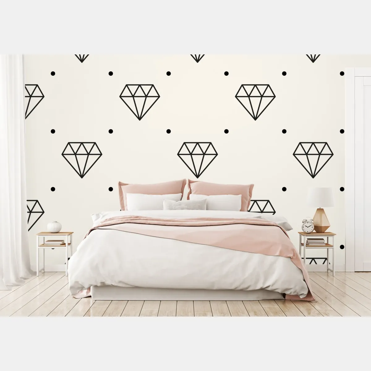 Fototapeta minimalistyczny wzór diamentów z kropkami – Wallissimo® Fototapeta minimalistyczny wzór diamentów z kropkami – Wallissimo®