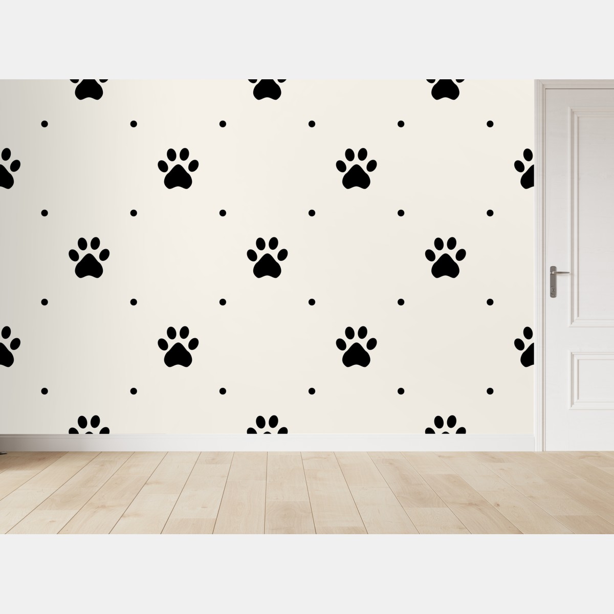 Wall mural playful paw print pattern