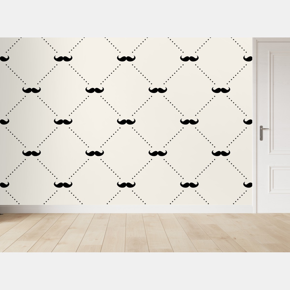 Wall mural playful mustache pattern