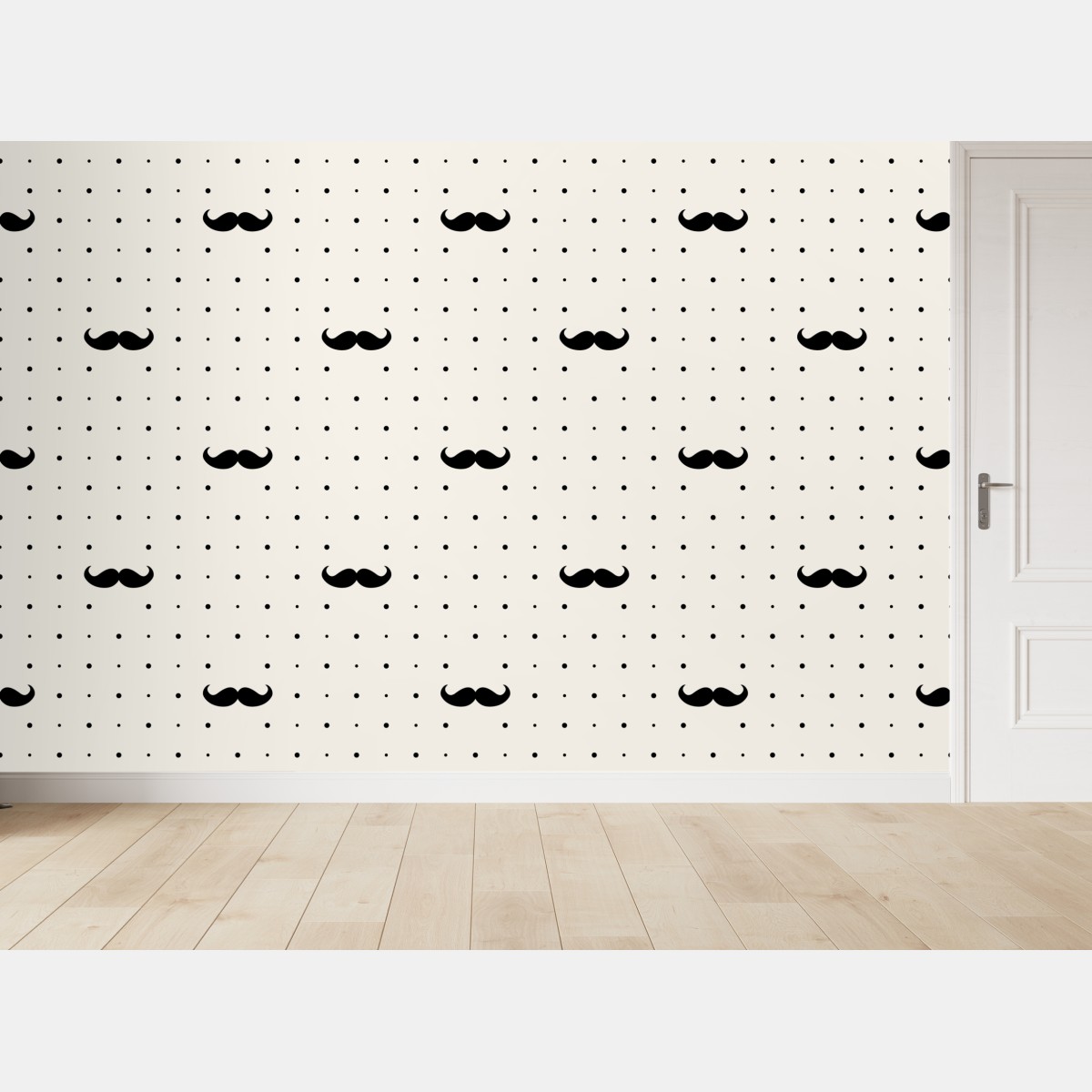 Wall mural black mustache repeat pattern