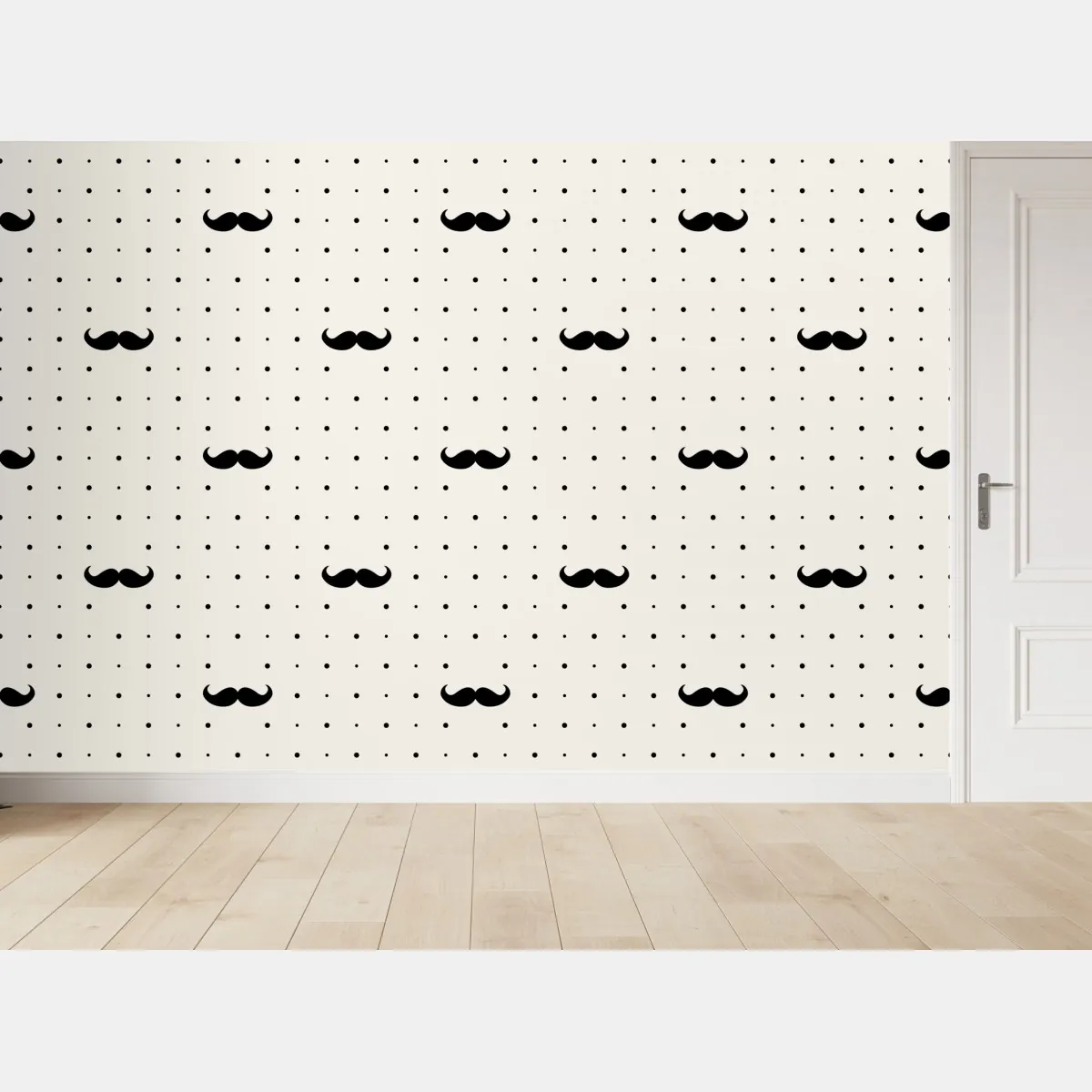 Fototapeta czarny wzór z wąsami na beżowym tle – Wallissimo® Fototapeta czarny wzór z wąsami na beżowym tle – Wallissimo®