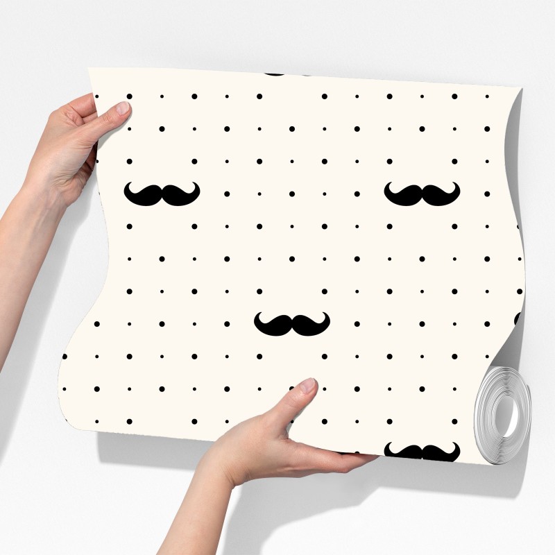 Fototapeta czarny wzór z wąsami na beżowym tle – Wallissimo® Fototapeta czarny wzór z wąsami na beżowym tle – Wallissimo®