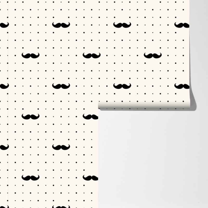 Fototapeta czarny wzór z wąsami na beżowym tle – Wallissimo® Fototapeta czarny wzór z wąsami na beżowym tle – Wallissimo®