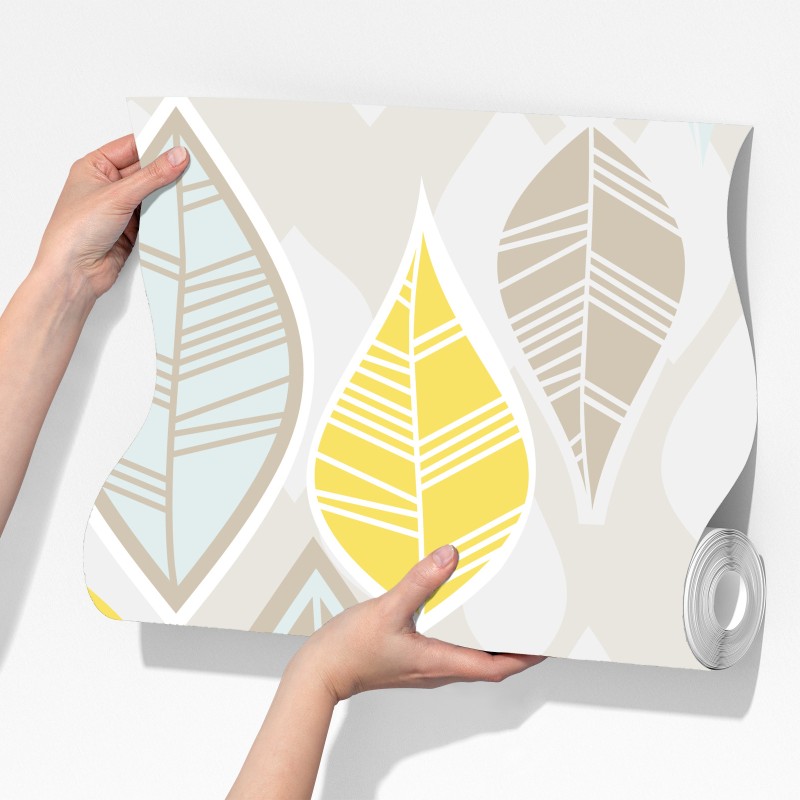 Fototapeta skandynawski wzór liści w stonowanych kolorach – Wallissimo® Fototapeta skandynawski wzór liści w stonowanych kolorach – Wallissimo®