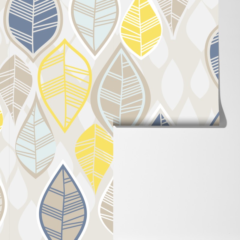 Fototapeta skandynawski wzór liści w stonowanych kolorach – Wallissimo® Fototapeta skandynawski wzór liści w stonowanych kolorach – Wallissimo®