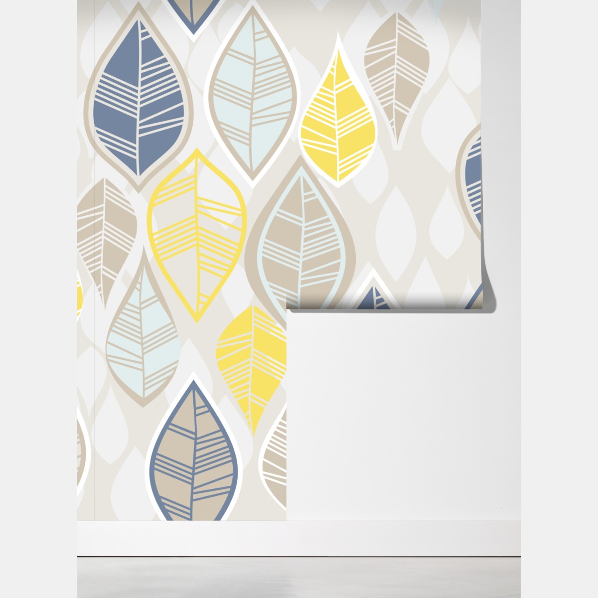 Fototapeta skandynawski wzór liści w stonowanych kolorach – Wallissimo® Fototapeta skandynawski wzór liści w stonowanych kolorach – Wallissimo®