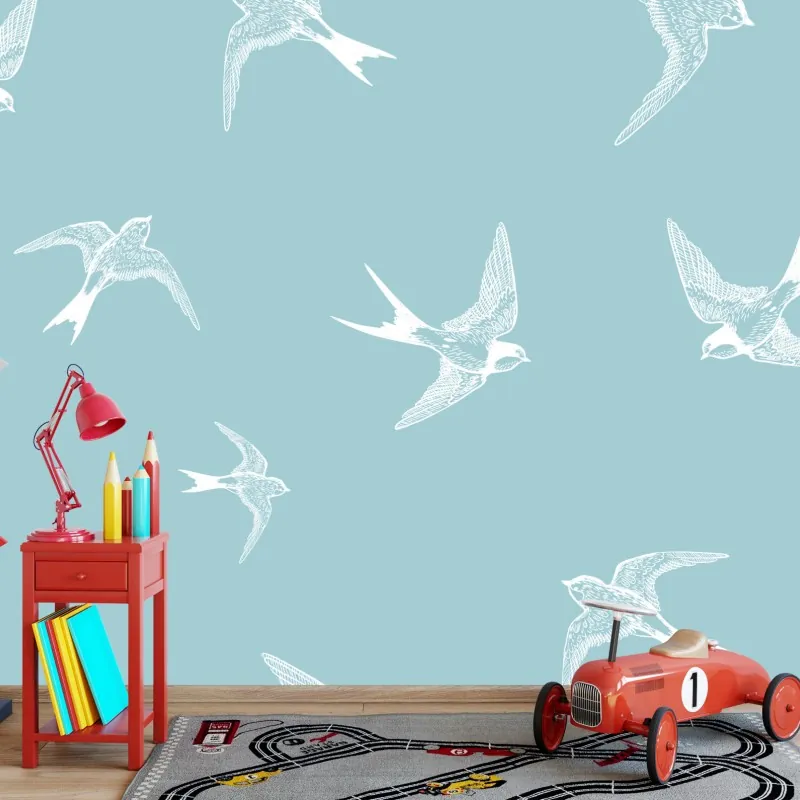 Fototapeta pastelowy wzór z jaskółkami