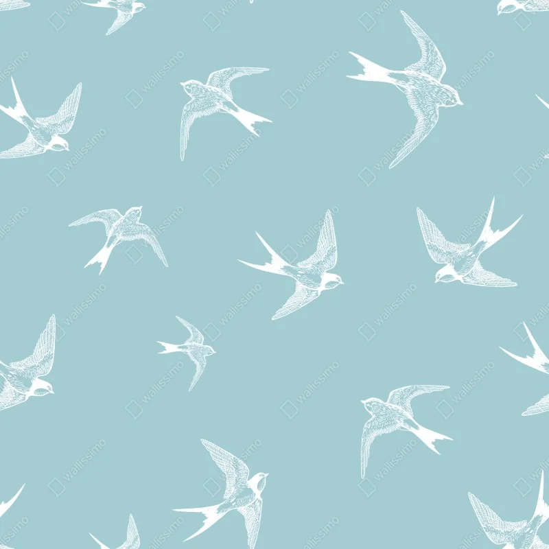 Fototapeta pastelowy wzór z jaskółkami – Wallissimo® Fototapeta pastelowy wzór z jaskółkami – Wallissimo®