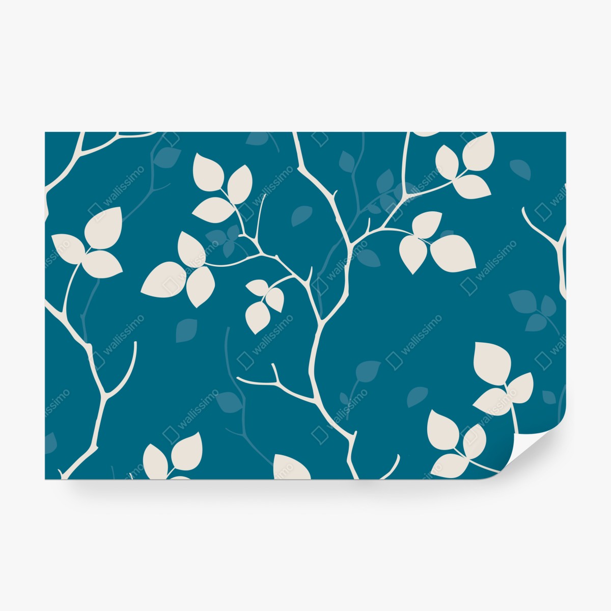 Fototapeta turkusowy botaniczny wzór liści – Wallissimo® Fototapeta turkusowy botaniczny wzór liści – Wallissimo®