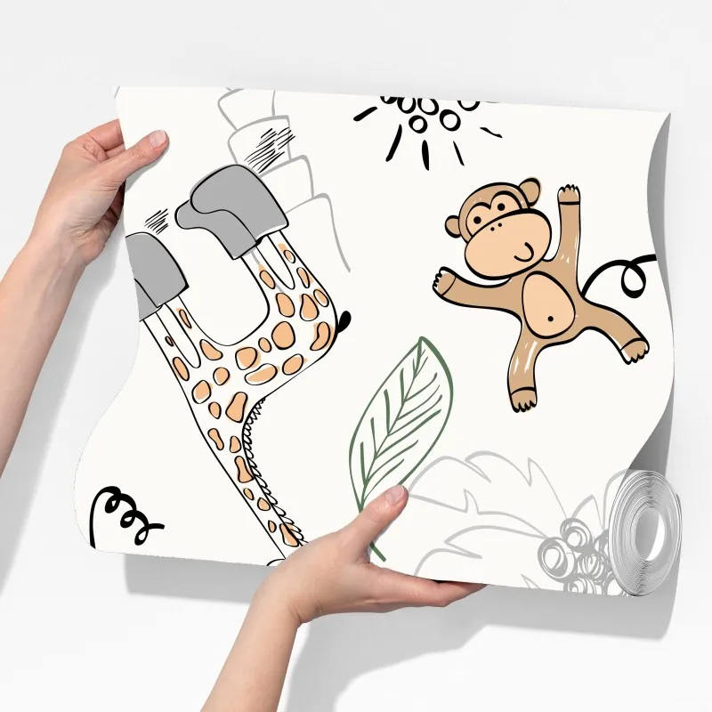 Fototapeta urocze zwierzątka z dżungli wzór do pokoju dziecięcego – Wallissimo® Fototapeta urocze zwierzątka z dżungli wzór do pokoju dziecięcego – Wallissimo®