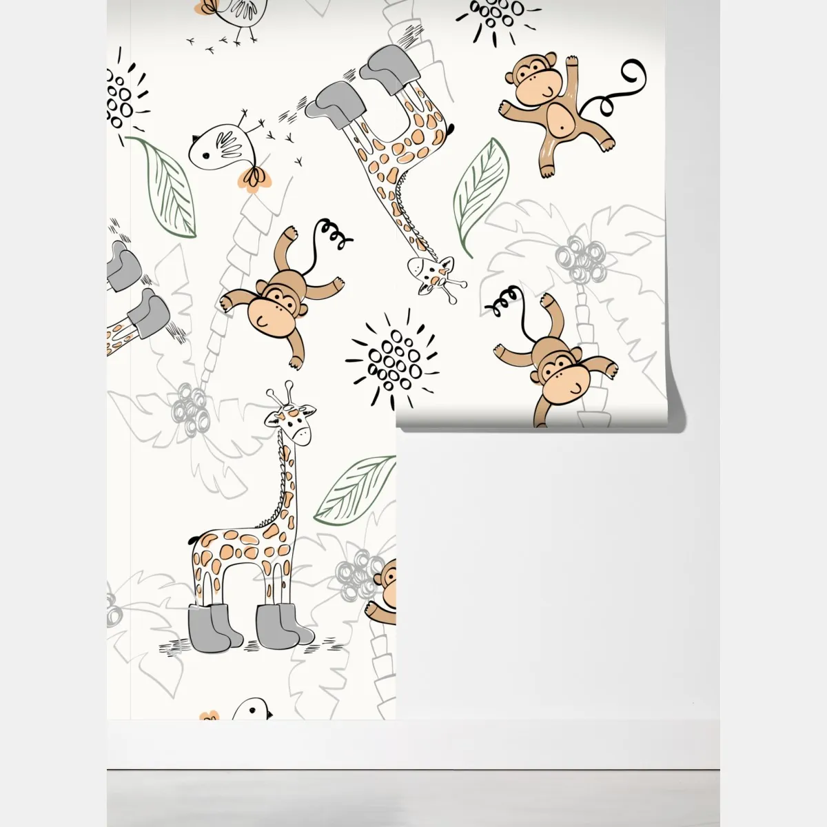 Fototapeta urocze zwierzątka z dżungli wzór do pokoju dziecięcego – Wallissimo® Fototapeta urocze zwierzątka z dżungli wzór do pokoju dziecięcego – Wallissimo®