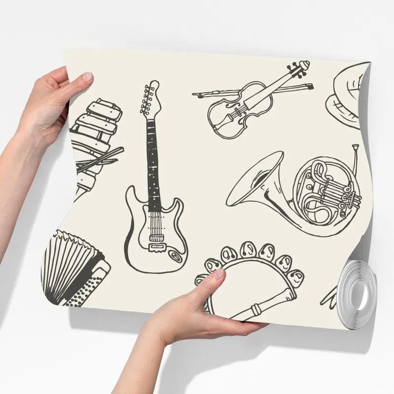 Fototapeta ręcznie rysowane instrumenty muzyczne kolaż – Wallissimo® Fototapeta ręcznie rysowane instrumenty muzyczne kolaż – Wallissimo®