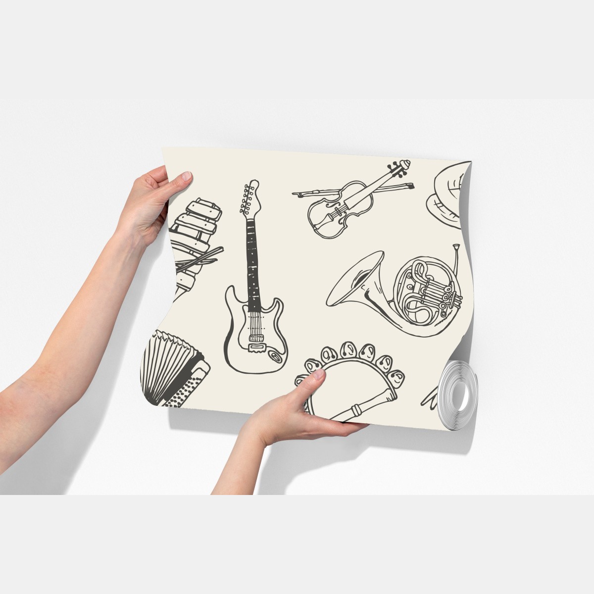 Fototapeta ręcznie rysowane instrumenty muzyczne kolaż – Wallissimo® Fototapeta ręcznie rysowane instrumenty muzyczne kolaż – Wallissimo®