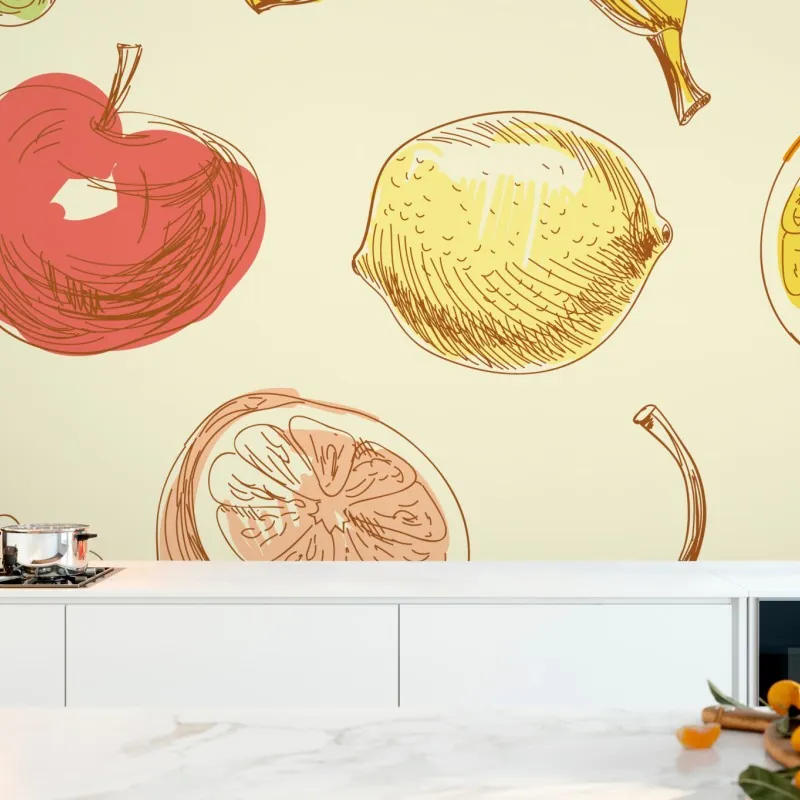 Fototapeta ręcznie rysowany pastelowy wzór owoców