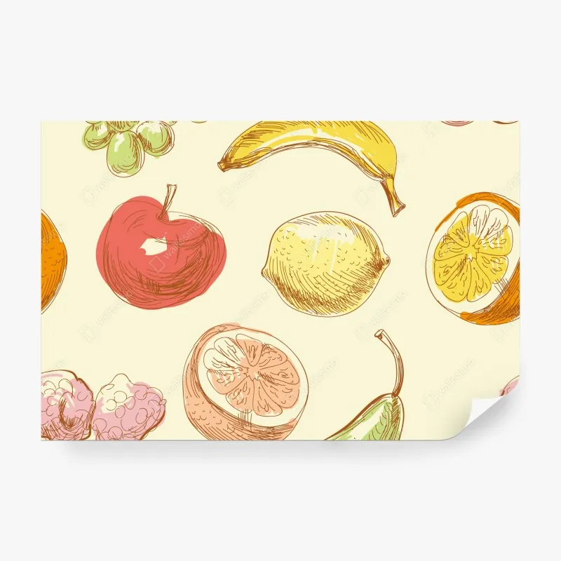 Fototapeta ręcznie rysowany pastelowy wzór owoców