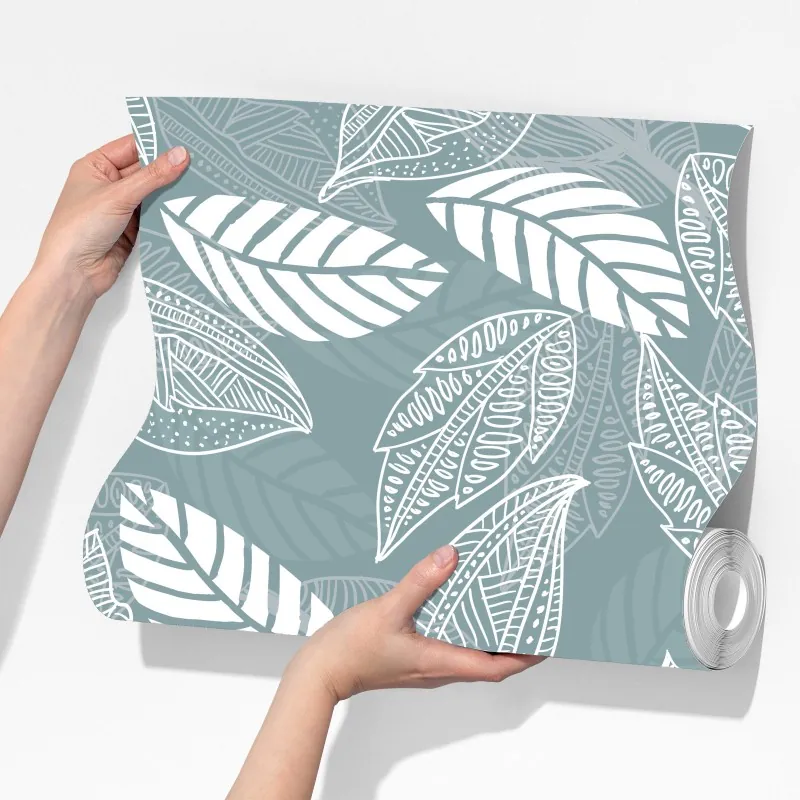 Fototapeta ręcznie rysowany wzór liści na miętowym tle – Wallissimo® Fototapeta ręcznie rysowany wzór liści na miętowym tle – Wallissimo®