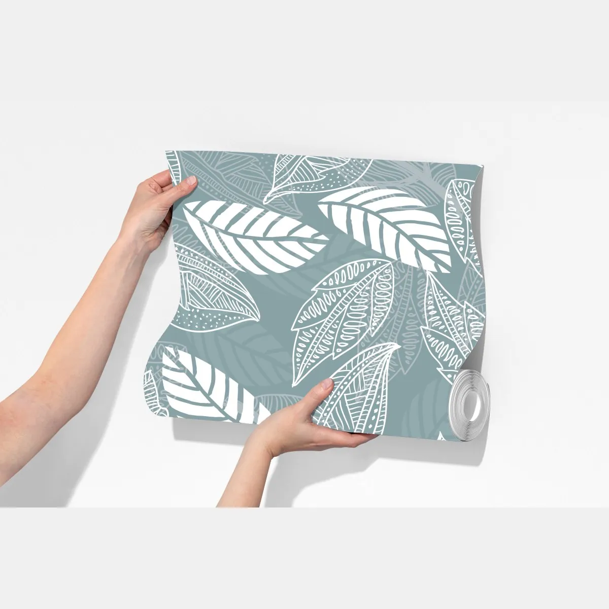 Fototapeta ręcznie rysowany wzór liści na miętowym tle – Wallissimo® Fototapeta ręcznie rysowany wzór liści na miętowym tle – Wallissimo®