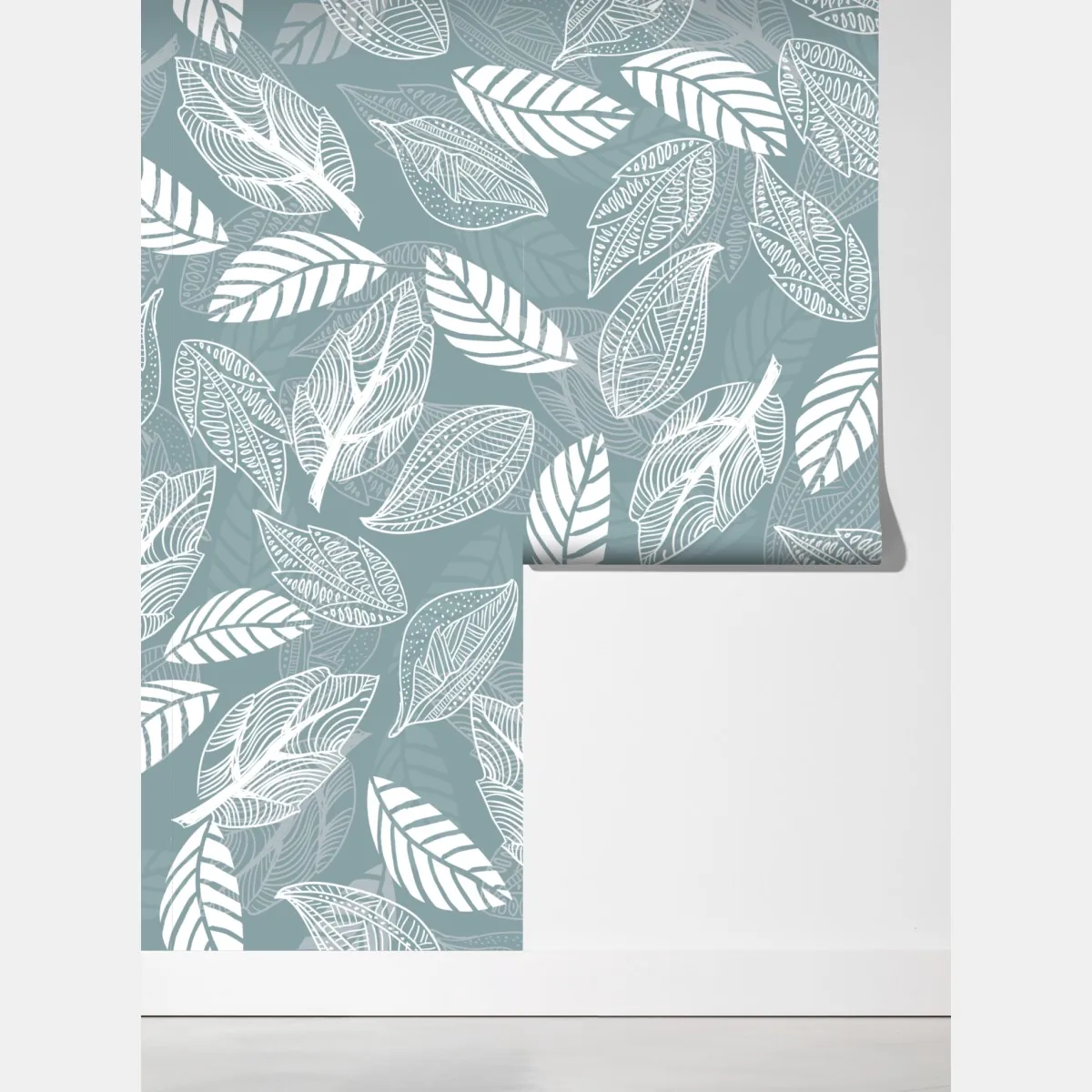 Fototapeta ręcznie rysowany wzór liści na miętowym tle – Wallissimo® Fototapeta ręcznie rysowany wzór liści na miętowym tle – Wallissimo®