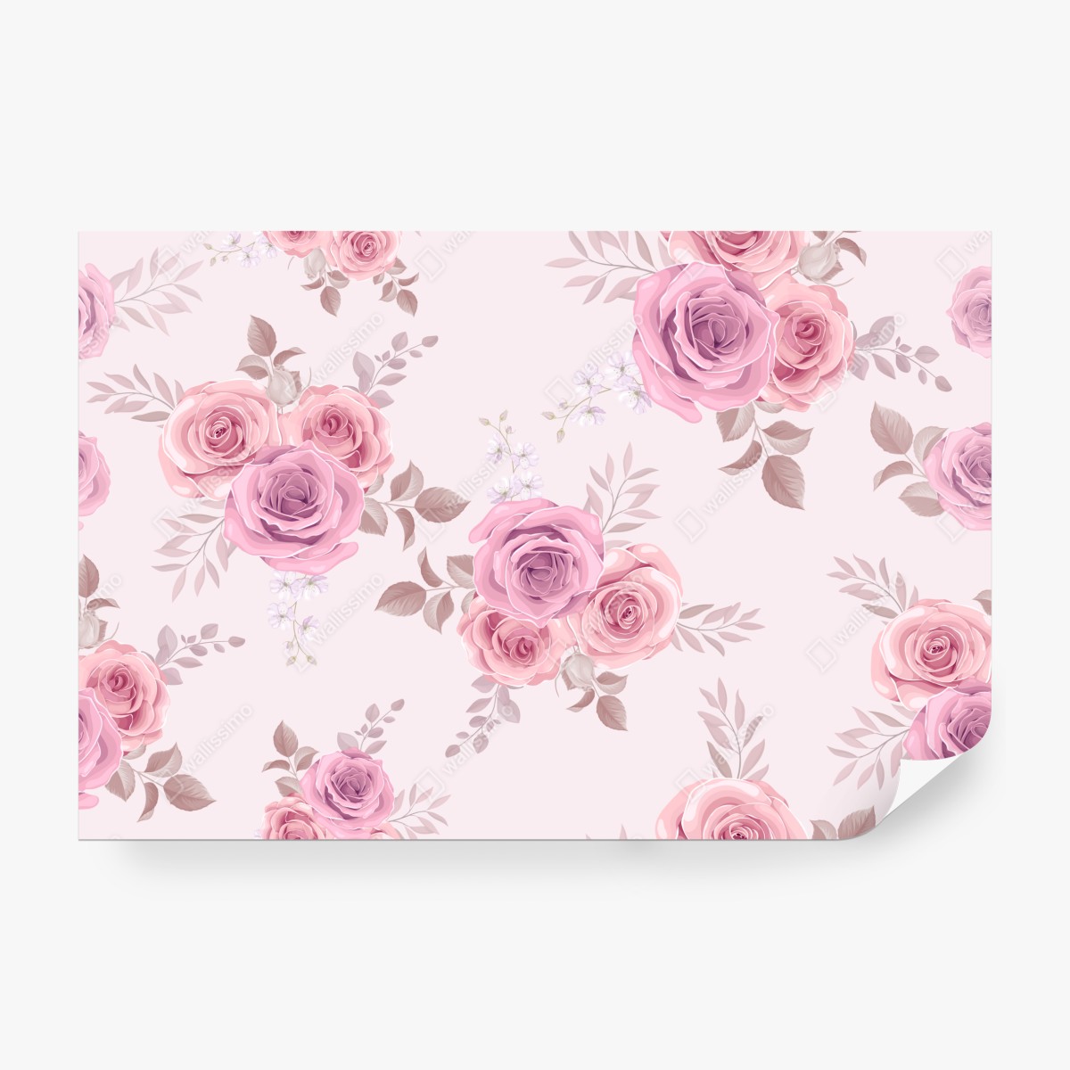 Fototapeta delikatny różowy wzór z różami – Wallissimo® Fototapeta delikatny różowy wzór z różami – Wallissimo®