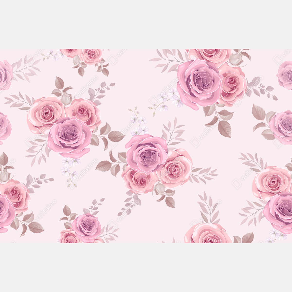Fototapeta delikatny różowy wzór z różami – Wallissimo® Fototapeta delikatny różowy wzór z różami – Wallissimo®