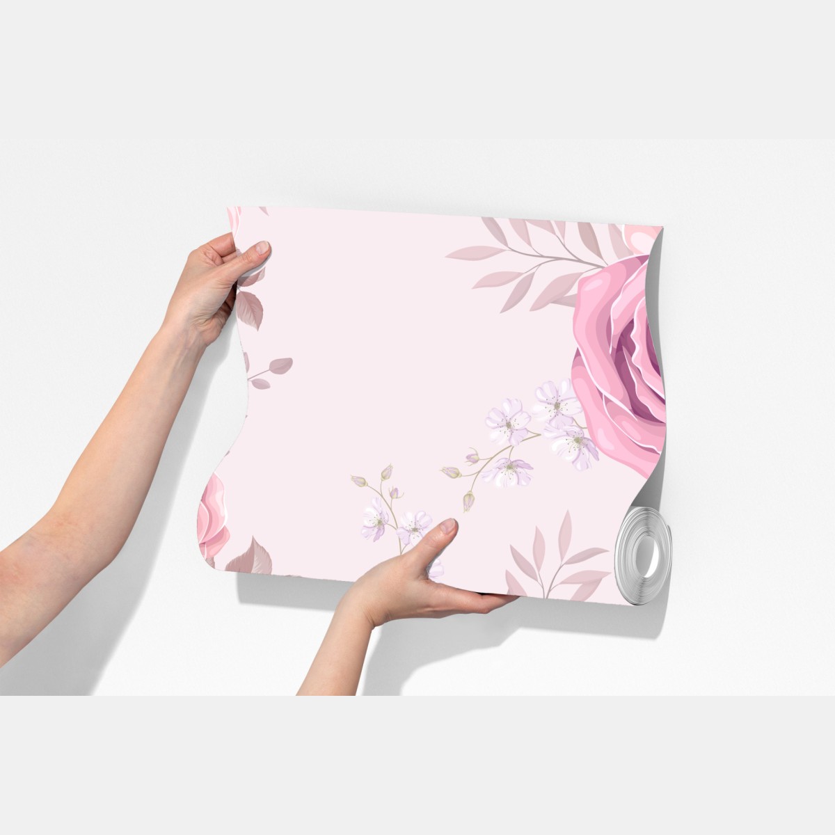 Fototapeta delikatny różowy wzór z różami – Wallissimo® Fototapeta delikatny różowy wzór z różami – Wallissimo®