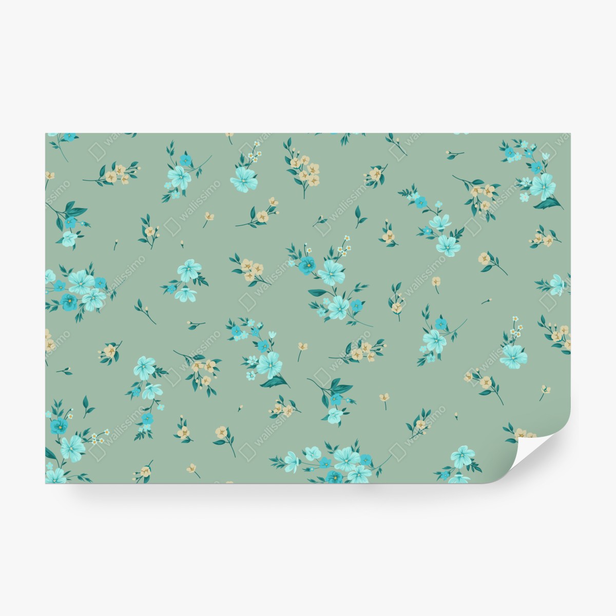 Fototapeta pastelowy turkusowy wzór kwiatowy na miętowym tle – Wallissimo® Fototapeta pastelowy turkusowy wzór kwiatowy na miętowym tle – Wallissimo®