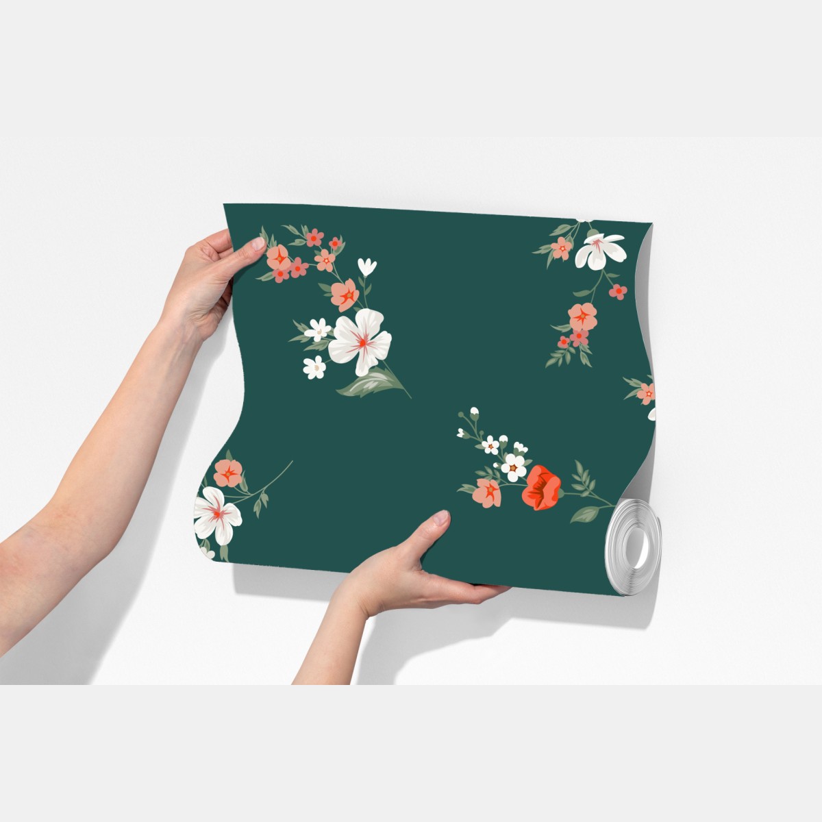 Fototapeta vintage koralowy wzór kwiatowy na ciemnozielonym tle – Wallissimo® Fototapeta vintage koralowy wzór kwiatowy na ciemnozielonym tle – Wallissimo®