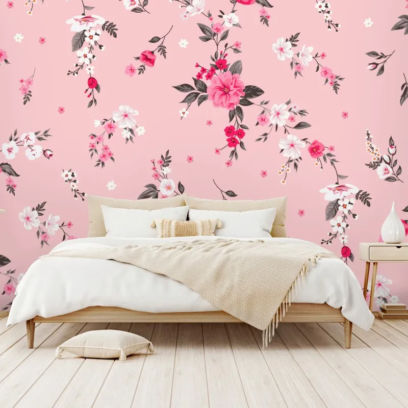 Fototapeta delikatny różowy wzór kwiatowy