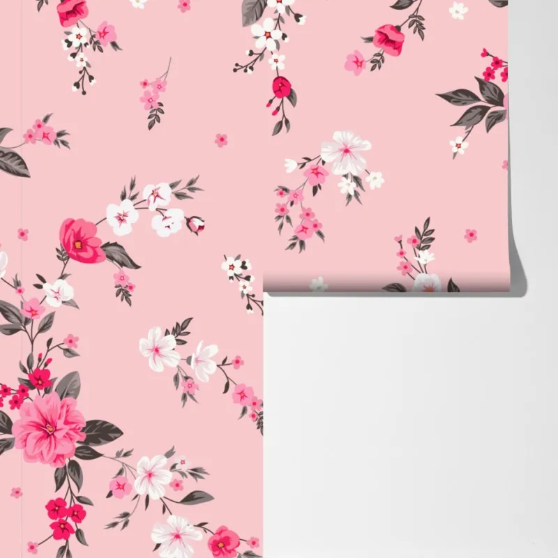 Fototapeta delikatny różowy wzór kwiatowy – Wallissimo® Fototapeta delikatny różowy wzór kwiatowy – Wallissimo®