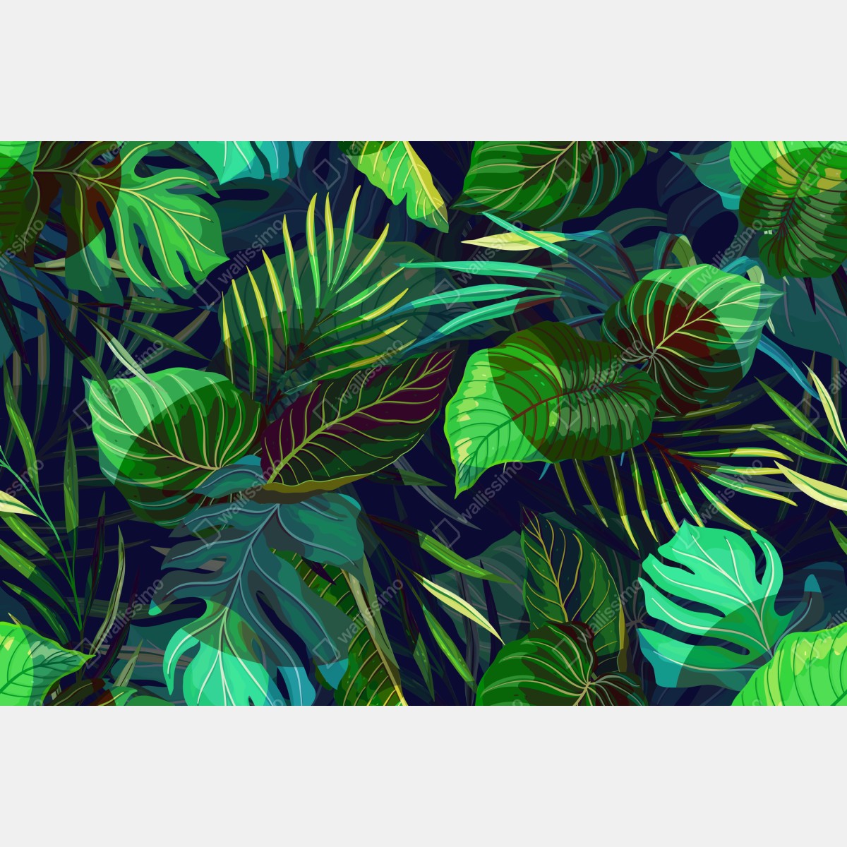 Fototapeta tropikalny zielony wzór liści – Wallissimo® Fototapeta tropikalny zielony wzór liści – Wallissimo®
