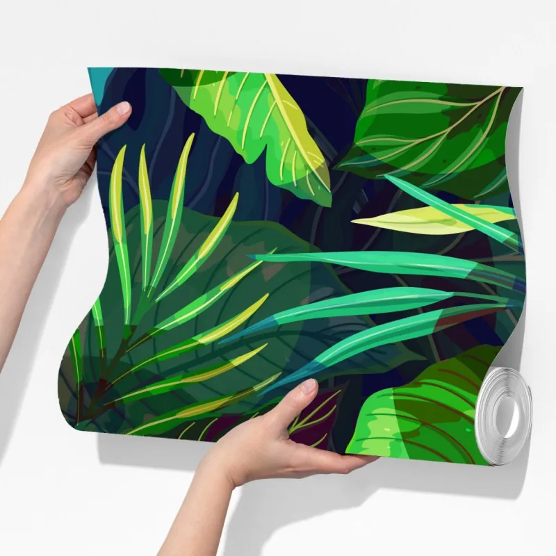 Fototapeta tropikalny zielony wzór liści – Wallissimo® Fototapeta tropikalny zielony wzór liści – Wallissimo®