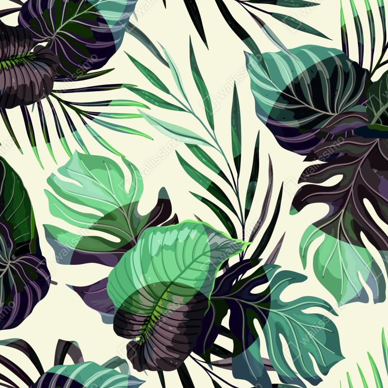 Fototapeta tropikalny wzór liści w zielonych tonach – Wallissimo® Fototapeta tropikalny wzór liści w zielonych tonach – Wallissimo®