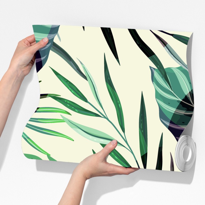 Fototapeta tropikalny wzór liści w zielonych tonach – Wallissimo® Fototapeta tropikalny wzór liści w zielonych tonach – Wallissimo®