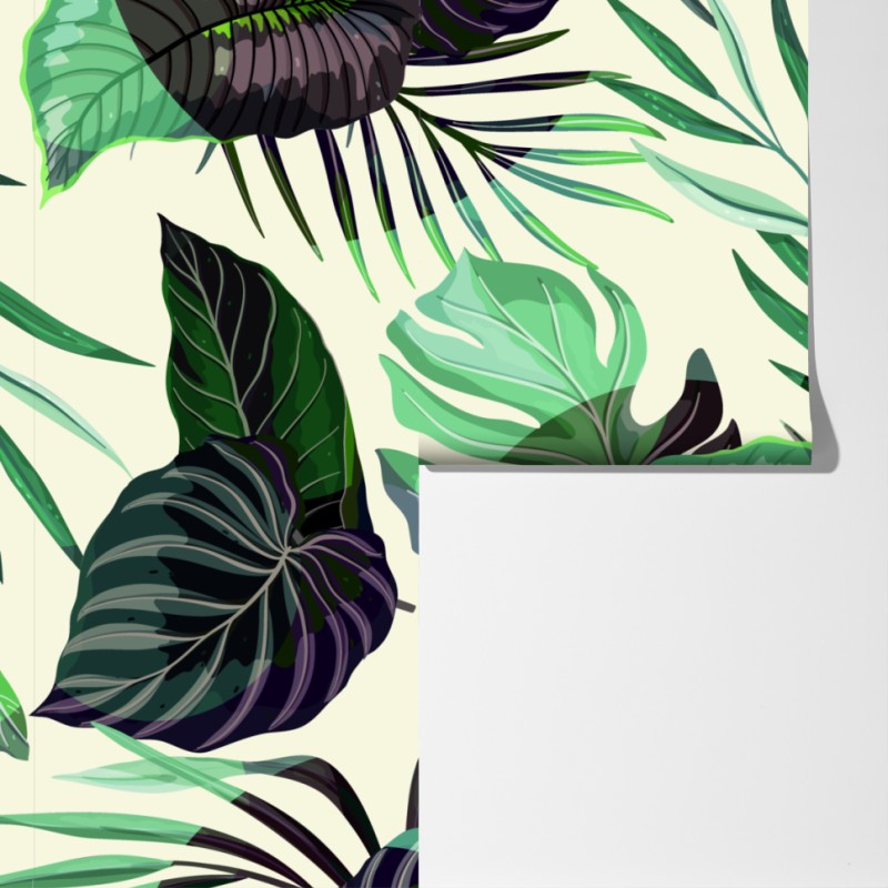 Fototapeta tropikalny wzór liści w zielonych tonach – Wallissimo® Fototapeta tropikalny wzór liści w zielonych tonach – Wallissimo®