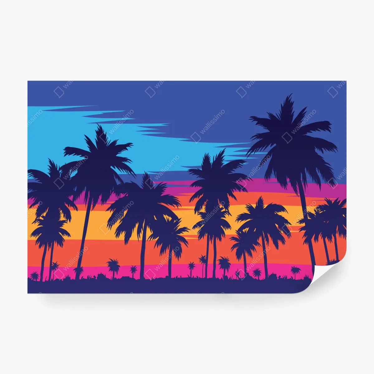 Fototapeta żywy zachód słońca z palmami – Wallissimo® Fototapeta żywy zachód słońca z palmami – Wallissimo®