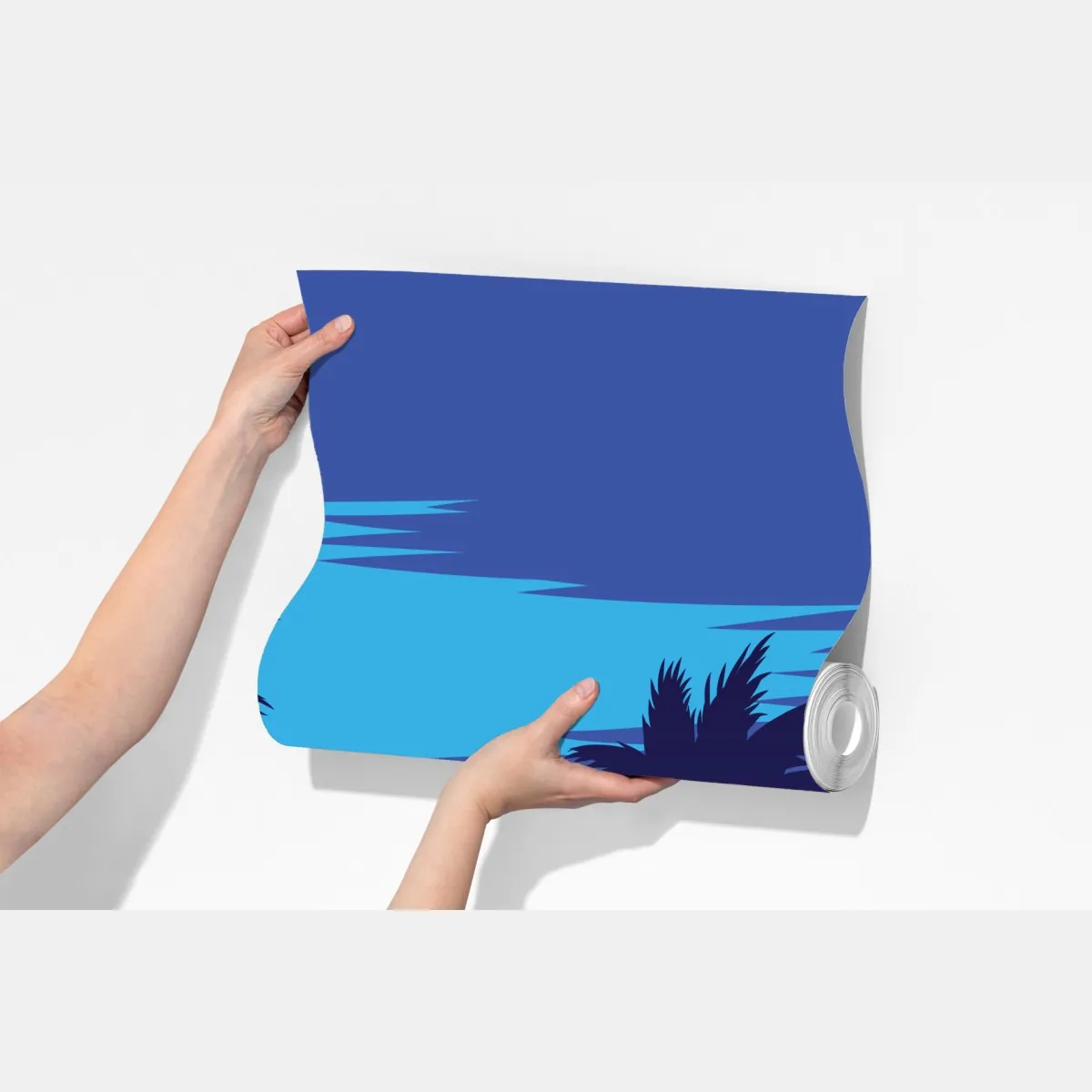 Fototapeta żywy zachód słońca z palmami – Wallissimo® Fototapeta żywy zachód słońca z palmami – Wallissimo®