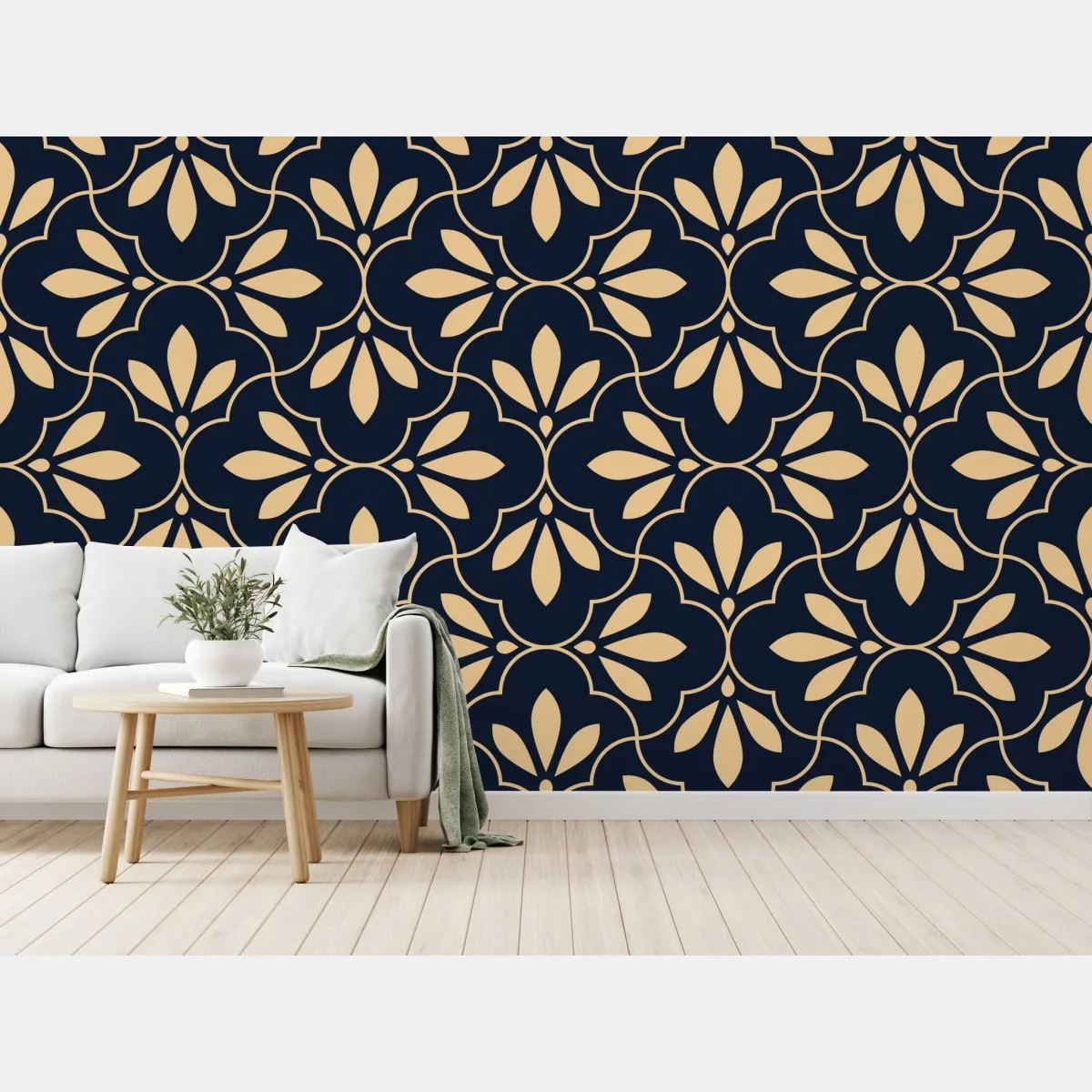 Fototapeta granatowo-beżowy ornament – Wallissimo® Fototapeta granatowo-beżowy ornament – Wallissimo®