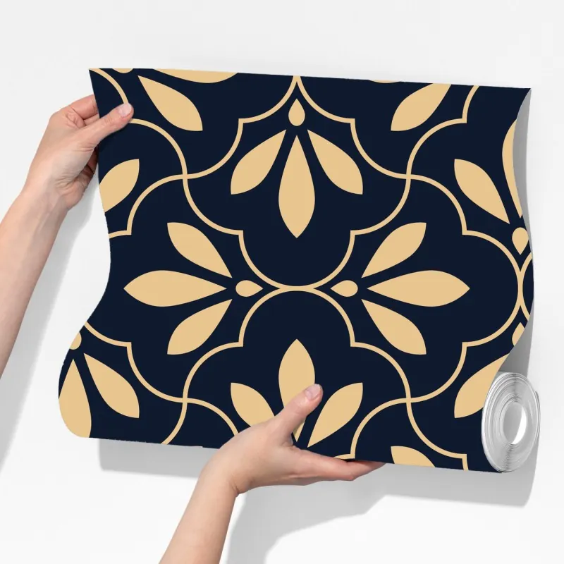 Fototapeta granatowo-beżowy ornament – Wallissimo® Fototapeta granatowo-beżowy ornament – Wallissimo®