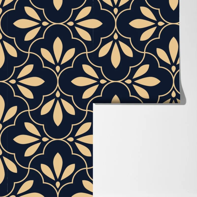 Fototapeta granatowo-beżowy ornament – Wallissimo® Fototapeta granatowo-beżowy ornament – Wallissimo®