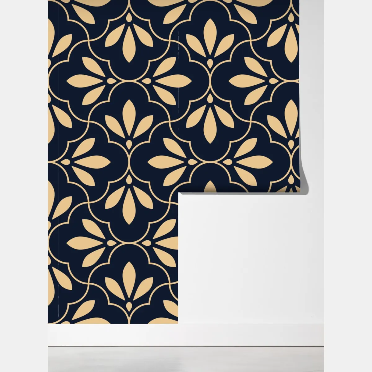 Fototapeta granatowo-beżowy ornament – Wallissimo® Fototapeta granatowo-beżowy ornament – Wallissimo®