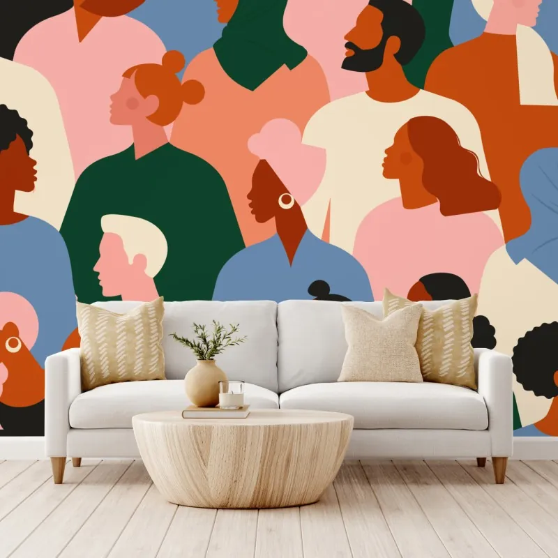 Fototapeta wzór portretów zróżnicowanej społeczności